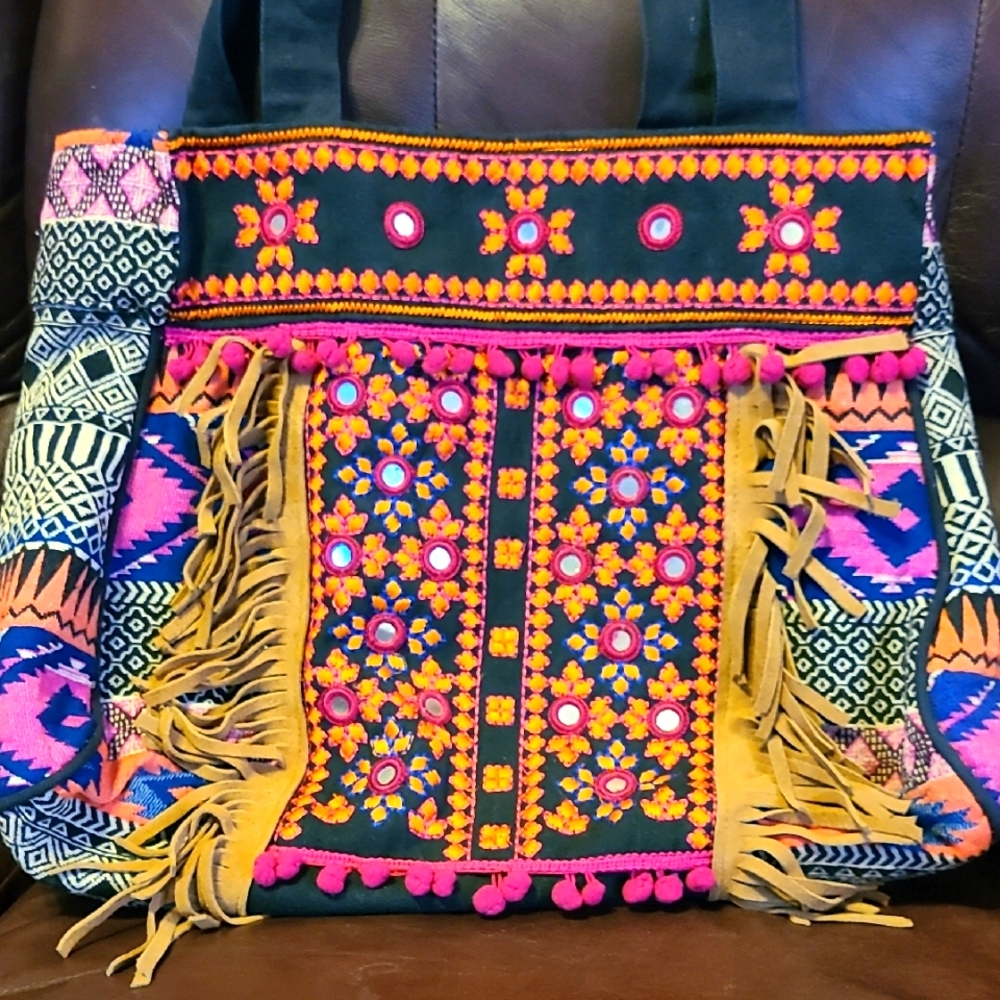 Anthropologie Jasper & Jeera Embroidered Tote Bag